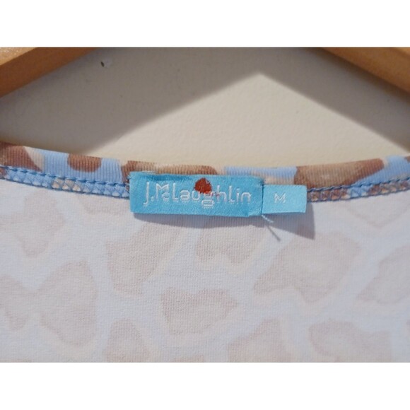 J McLaughlin Signature Catalina Cloth Blue Animal Print Top Size M Preppy - Picture 3 of 6